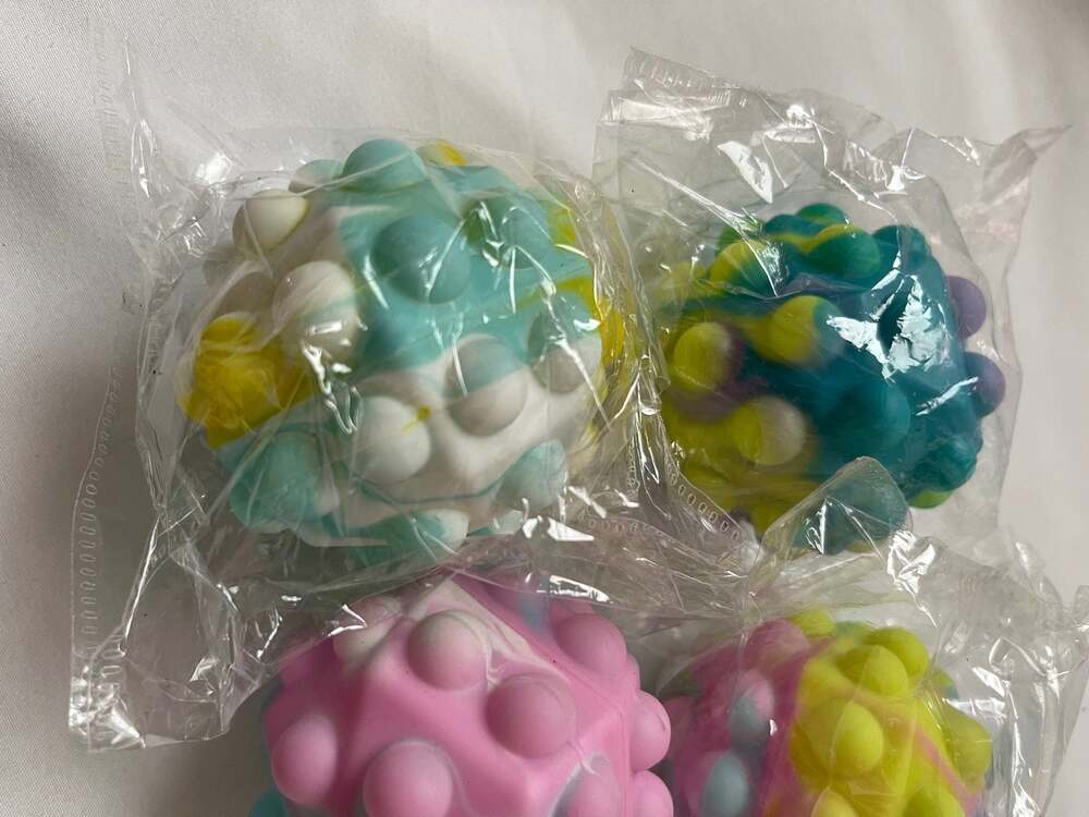 Fidget Balls 4 Pack 3D Silicone Squeeze Toys Push Ball.